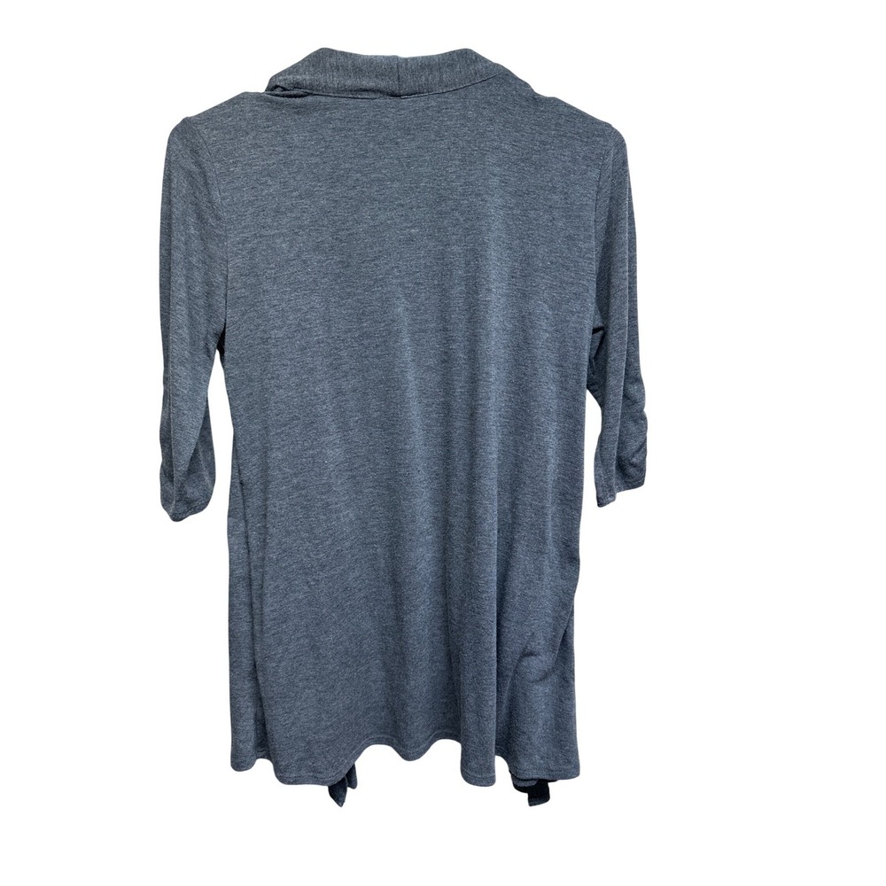 IZ Byer Women's Grey Black Cardigan Tank Top Set 3/4 Sleeve Ruched Size Small - Picture 3 of 9